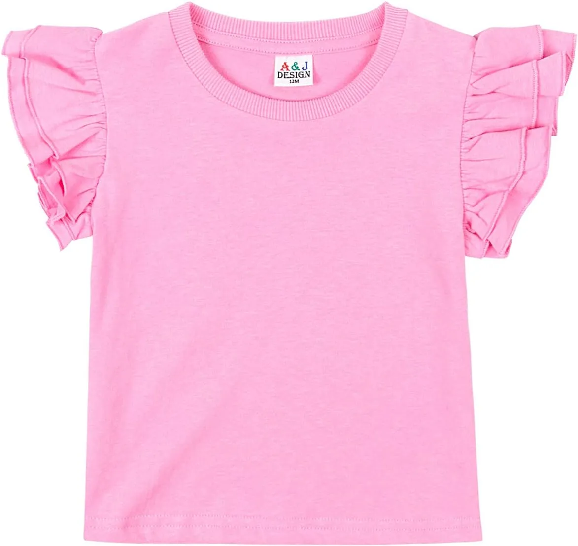 A&J DESIGN Baby & Toddler Girl Ruffle Heavyweight T-Shirts 12M-4T
