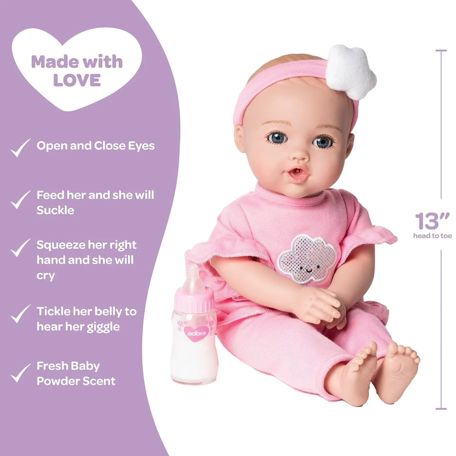 Adora NurtureTime Interactive Baby Doll, Clothes, & Accessories Set