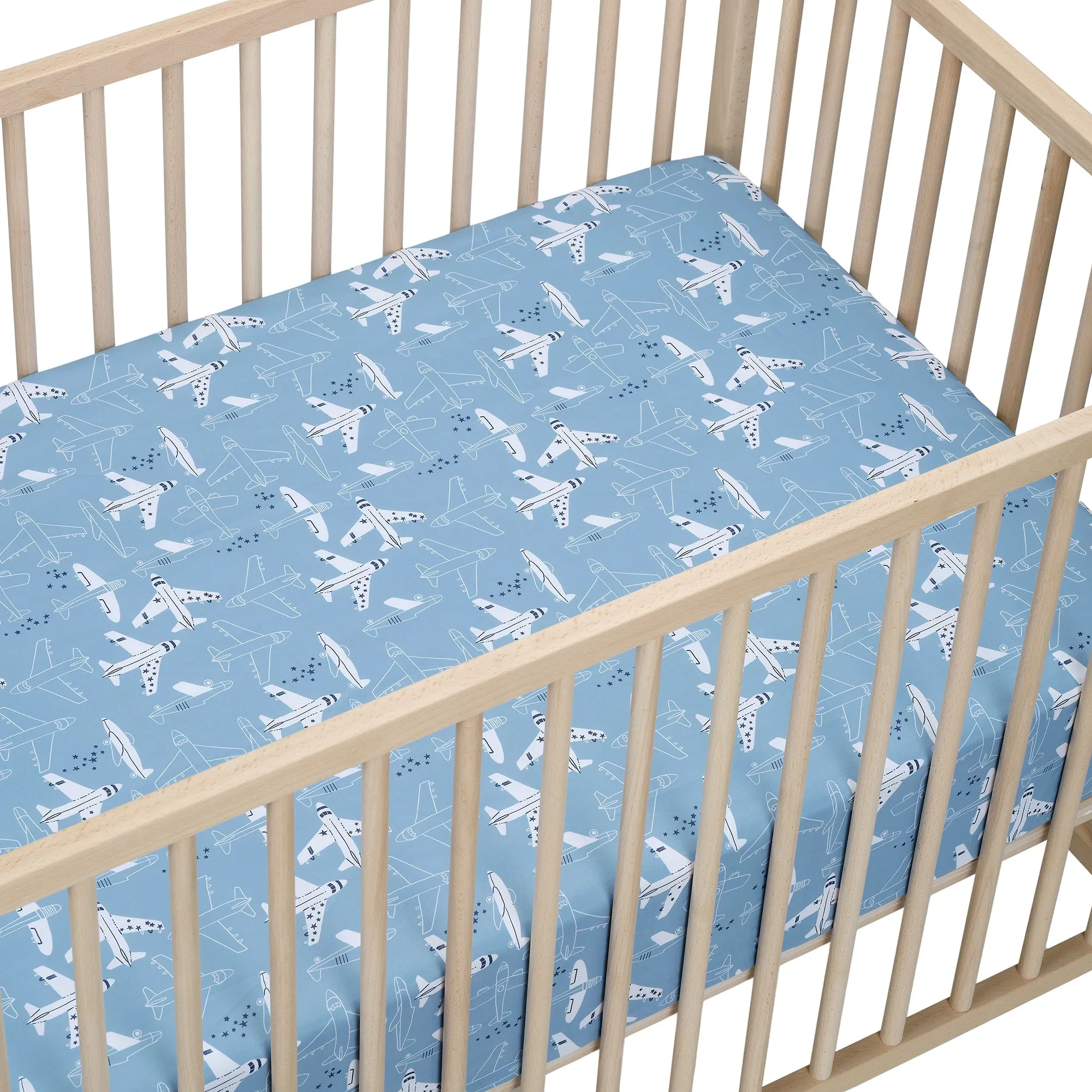 Airplane/Stars 2-Pack Fited Crib Sheet Set