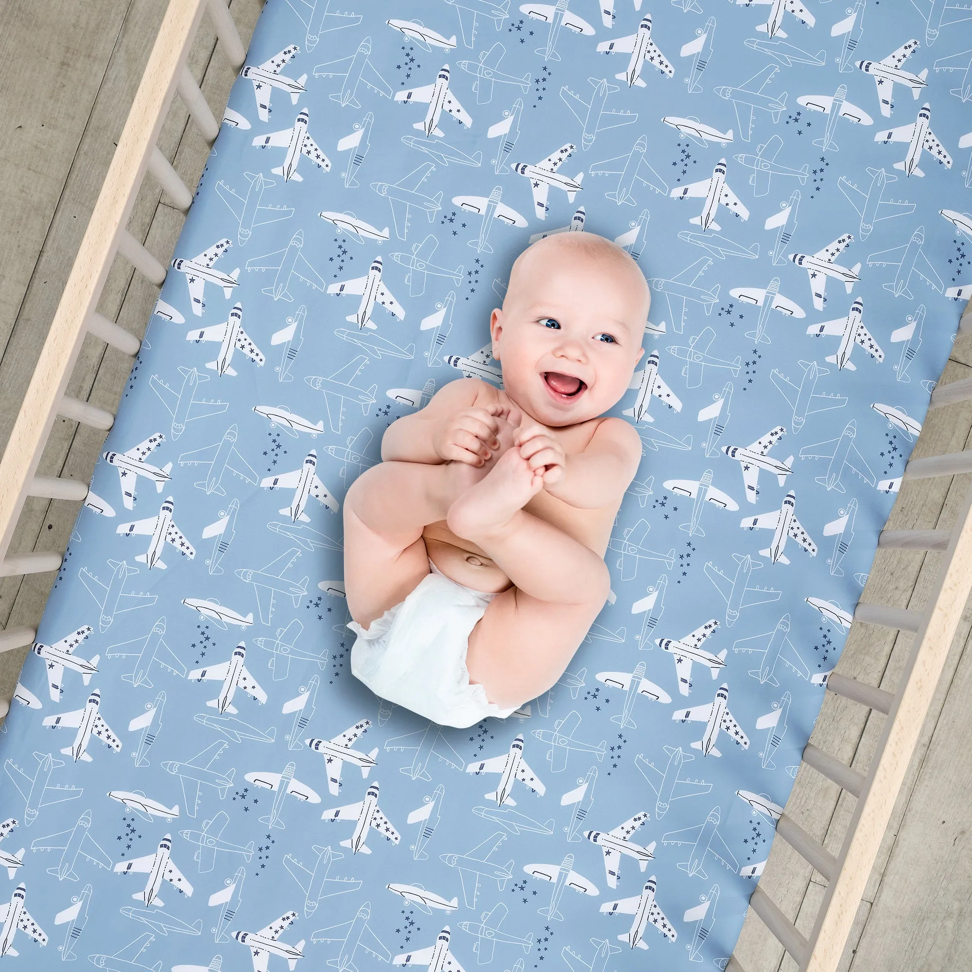Airplane/Stars 2-Pack Fited Crib Sheet Set
