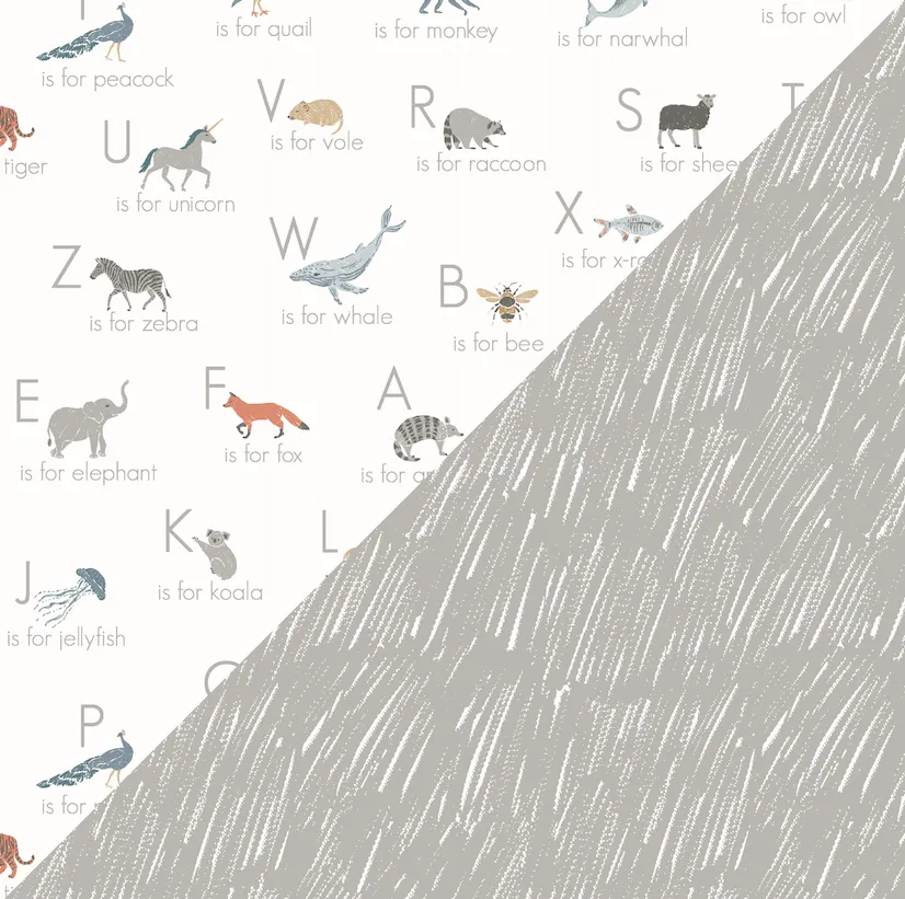 Animal Alphabet   Grey Crayon Oh So Soft Muslin Super Snuggle Blanket