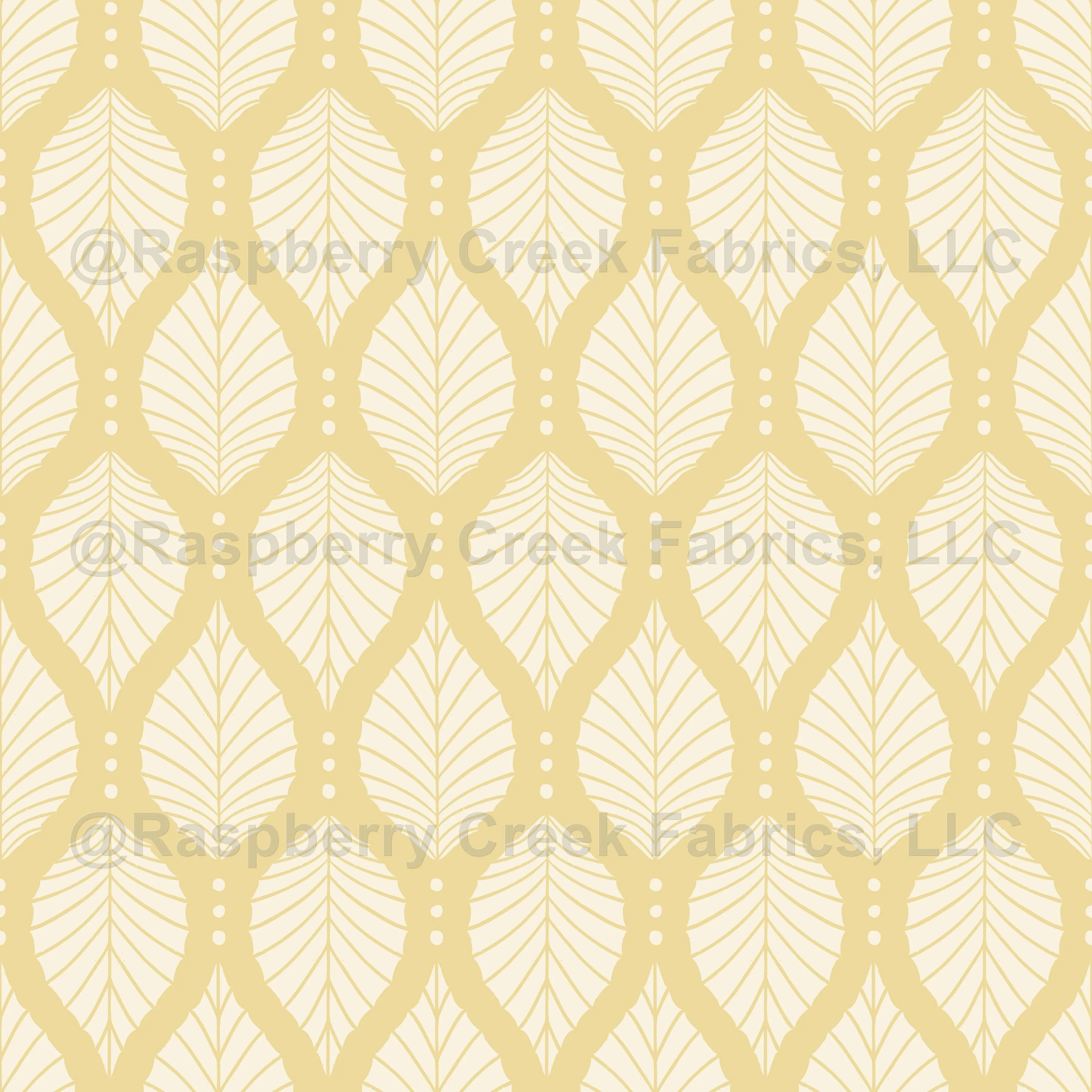Art Deco Beech Leaves with Dots Pattern - Honey & Light Yellow - Elegant Minimalist Geometric Botanical