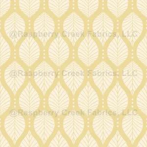 Art Deco Beech Leaves with Dots Pattern - Honey & Light Yellow - Elegant Minimalist Geometric Botanical