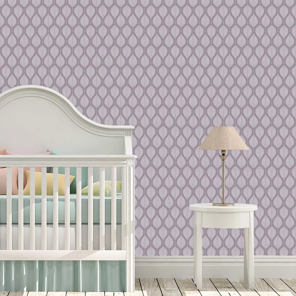 Art Deco Beech Leaves with Dots Pattern - Lilac and Light Purple - Elegant Minimalist Geometric Botanical