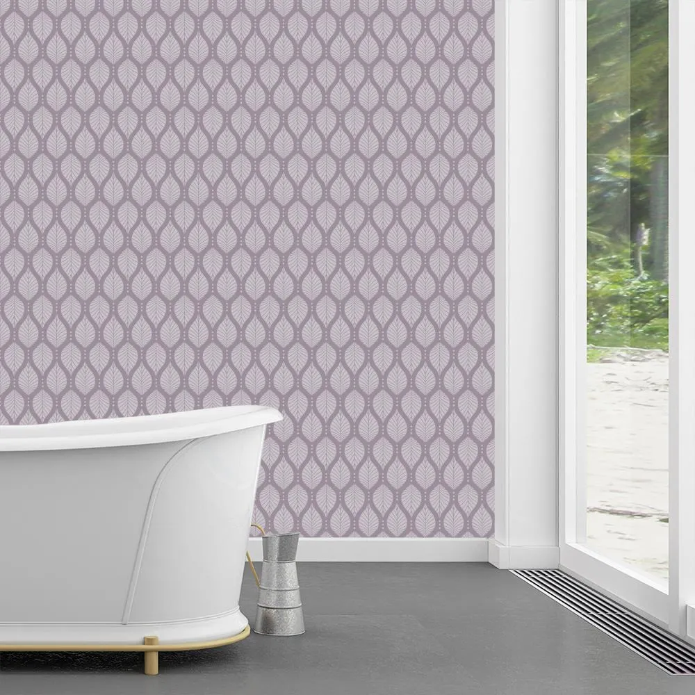 Art Deco Beech Leaves with Dots Pattern - Lilac and Light Purple - Elegant Minimalist Geometric Botanical