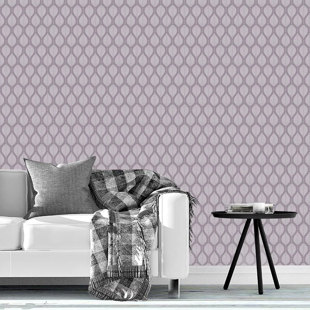 Art Deco Beech Leaves with Dots Pattern - Lilac and Light Purple - Elegant Minimalist Geometric Botanical