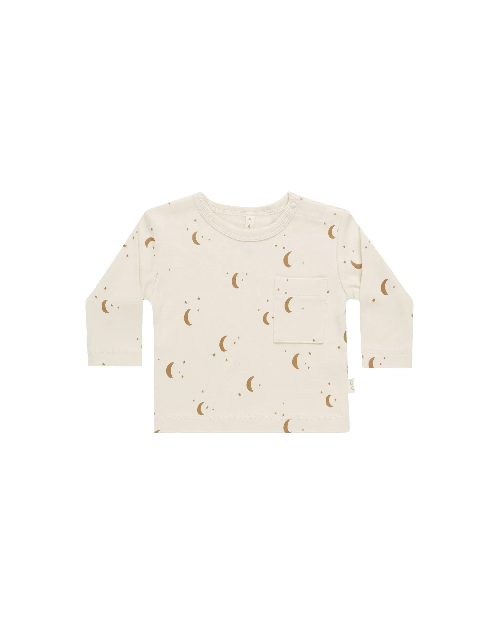 Baby Boys Tops | Long Sleeve Pocket Tee - Moons | Quincy Mae
