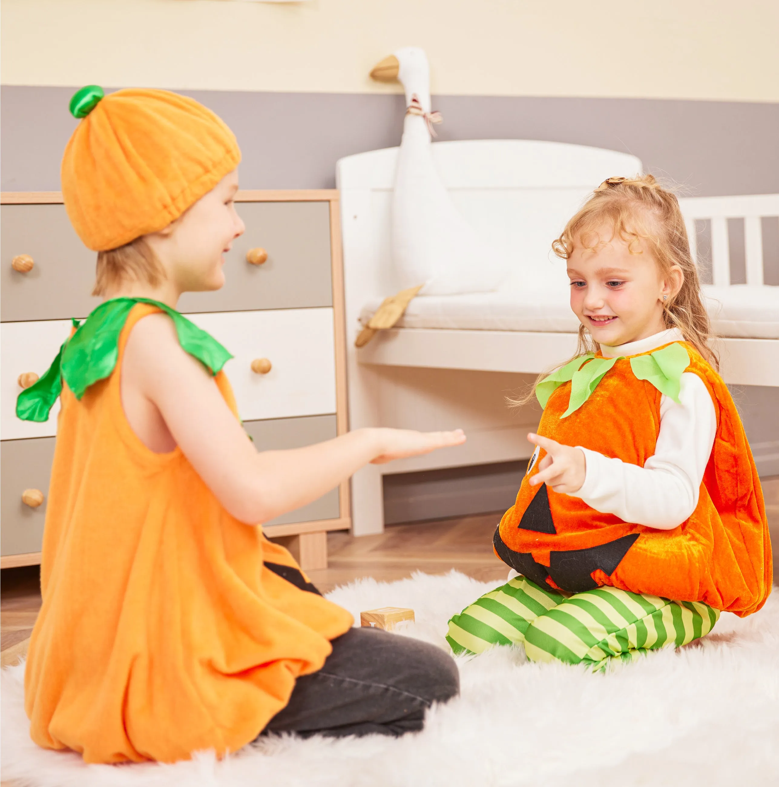 Baby Pumpkin Costume Halloween Toddler Kids Bodysuit 3pcs Suits