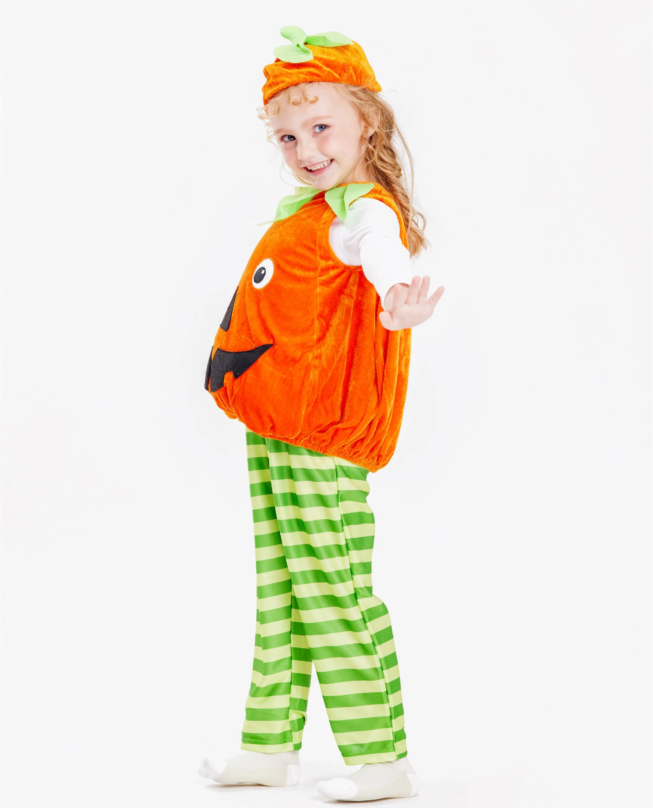 Baby Pumpkin Costume Halloween Toddler Kids Bodysuit 3pcs Suits