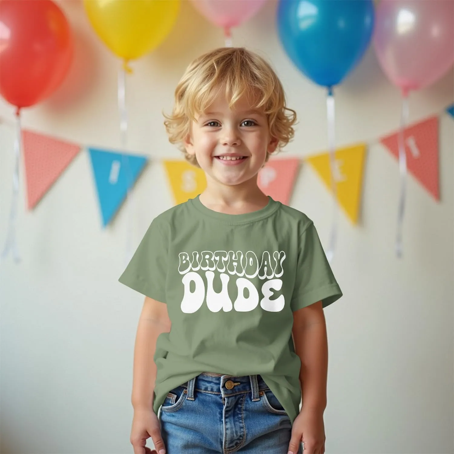 Birthday Dude Shirt Toddler Baby Boy Funny Letter Birthday T-Shirt Kids Summer Short Sleeve Party Gifts Tees Top