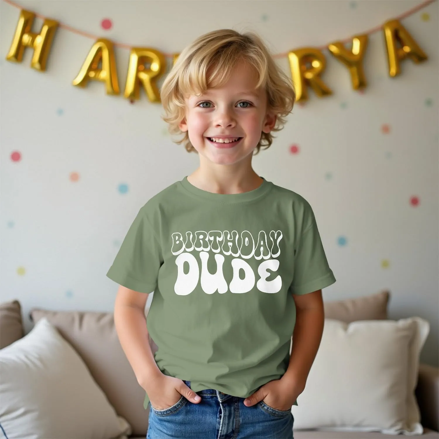 Birthday Dude Shirt Toddler Baby Boy Funny Letter Birthday T-Shirt Kids Summer Short Sleeve Party Gifts Tees Top