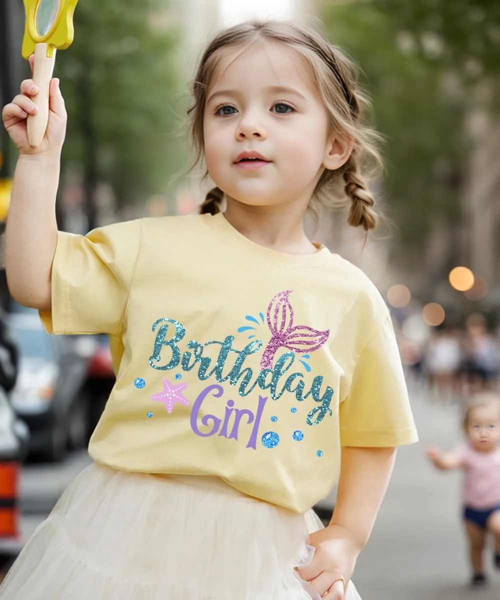 Birthday Girl Shirt 2nd 3rd 4th 5th 6th 7th Girls Birthday Tshirts Cotton Short Sleeve Tee Tops Outfit