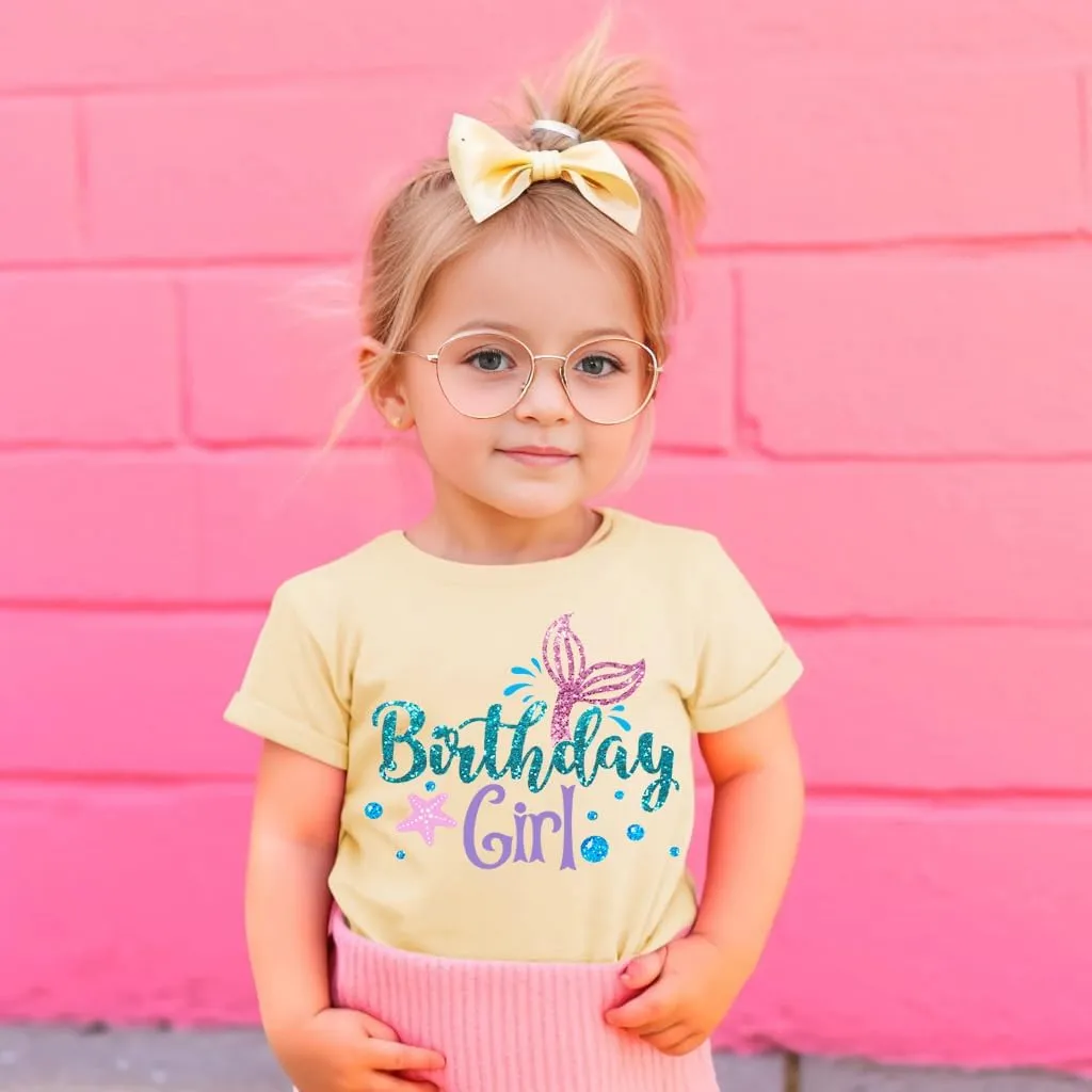 Birthday Girl Shirt 2nd 3rd 4th 5th 6th 7th Girls Birthday Tshirts Cotton Short Sleeve Tee Tops Outfit