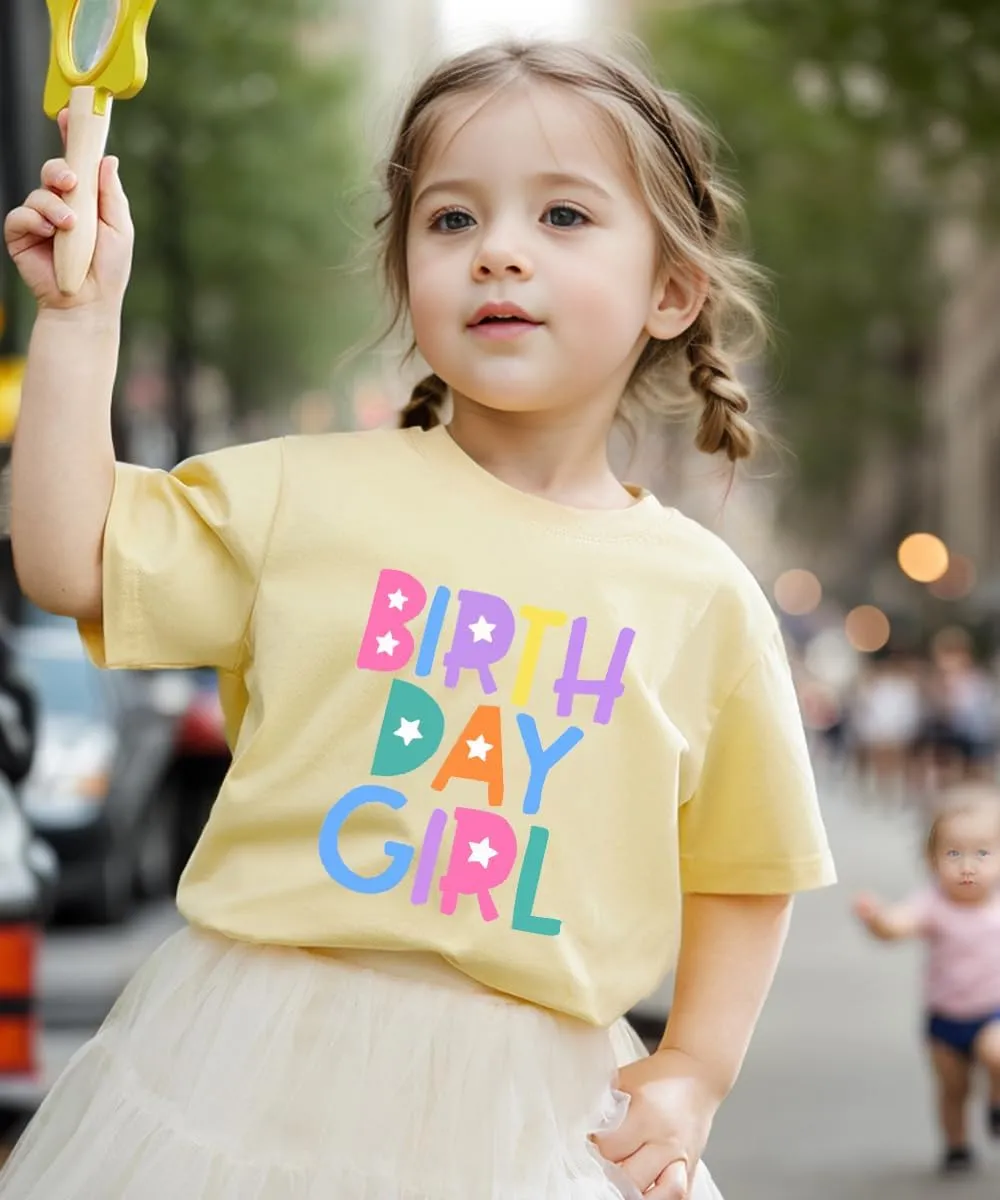 Birthday Girl Shirt 2nd 3rd 4th 5th 6th 7th Girls Birthday Tshirts Cotton Short Sleeve Tee Tops Outfit