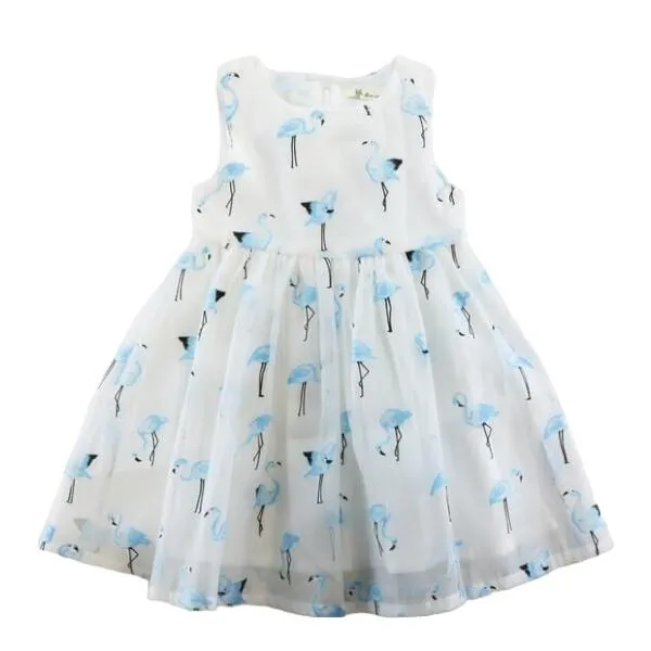 Bow Back Blue Flamingo Dress