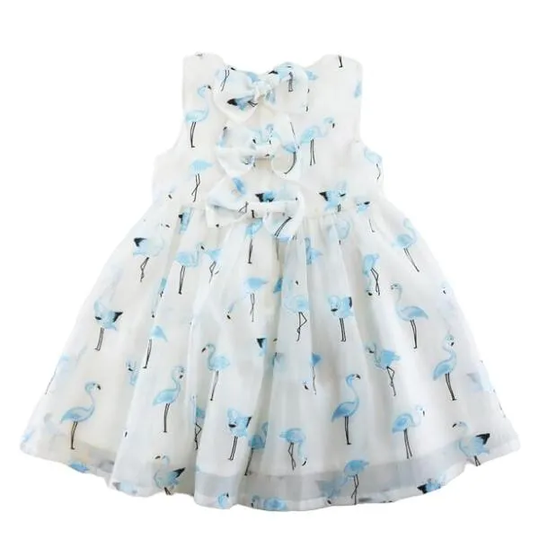 Bow Back Blue Flamingo Dress
