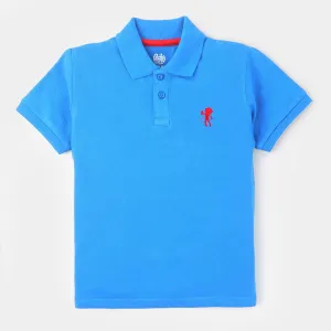 Boys Cotton Polo Basic - Blue