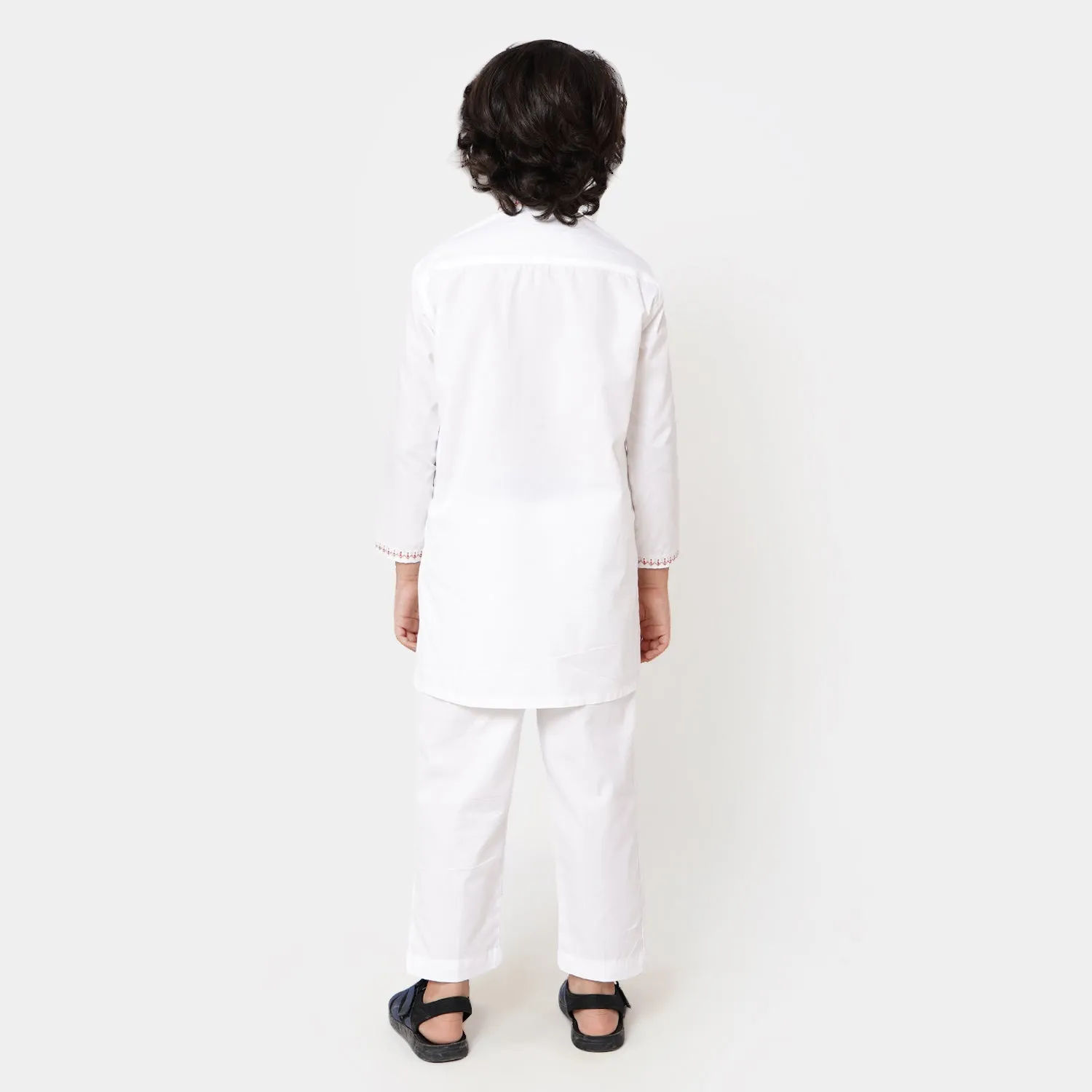 Boys EMBROIDERED Kurta Pajama 708 - White