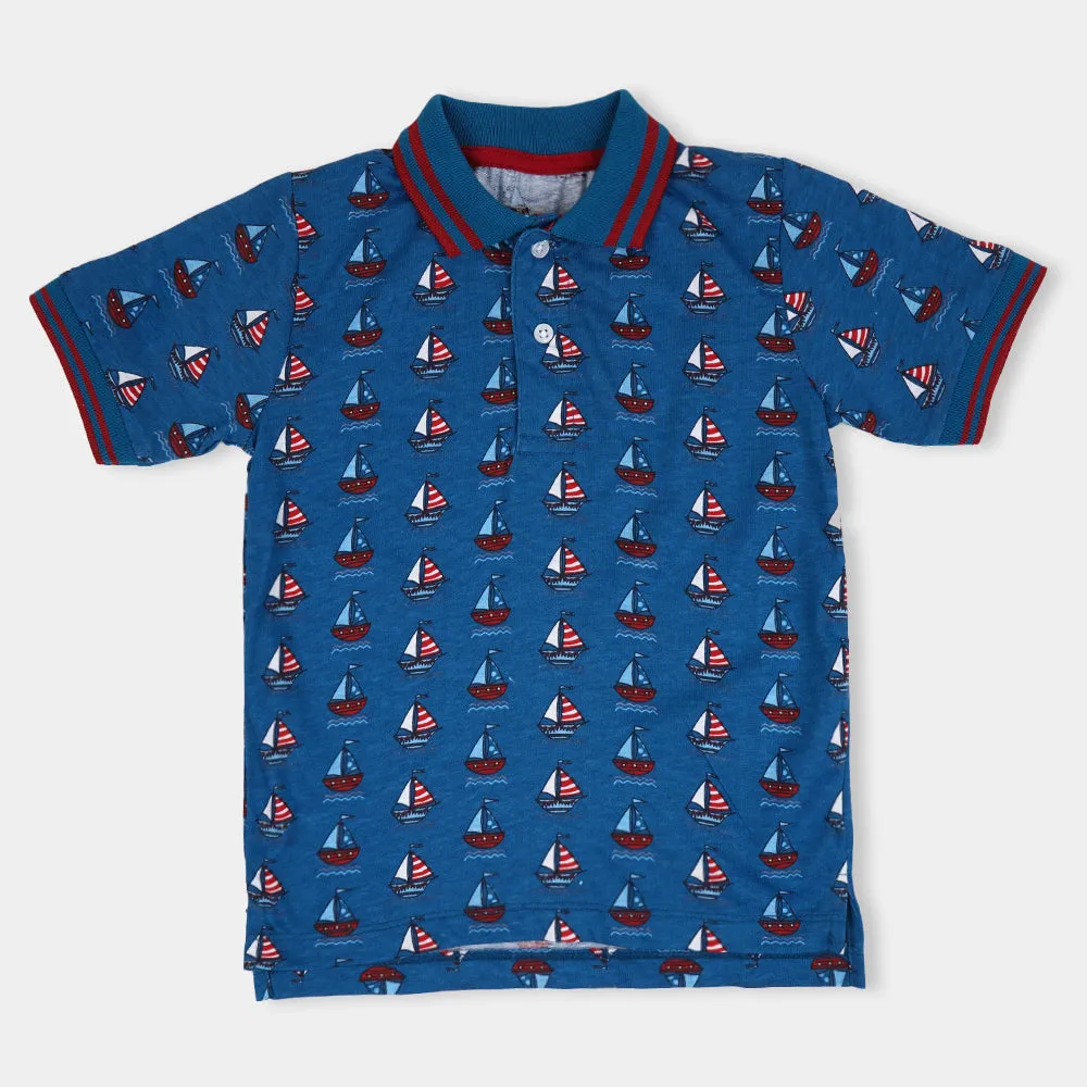 Boys Polo Ships-. Blue