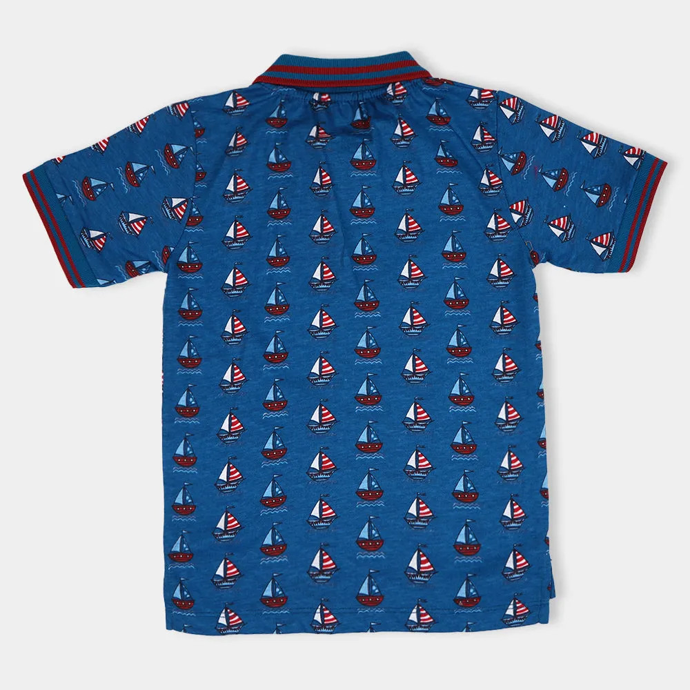 Boys Polo Ships-. Blue