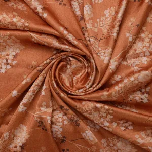 Brown Brush Painted Flower Digital Printed Fabric