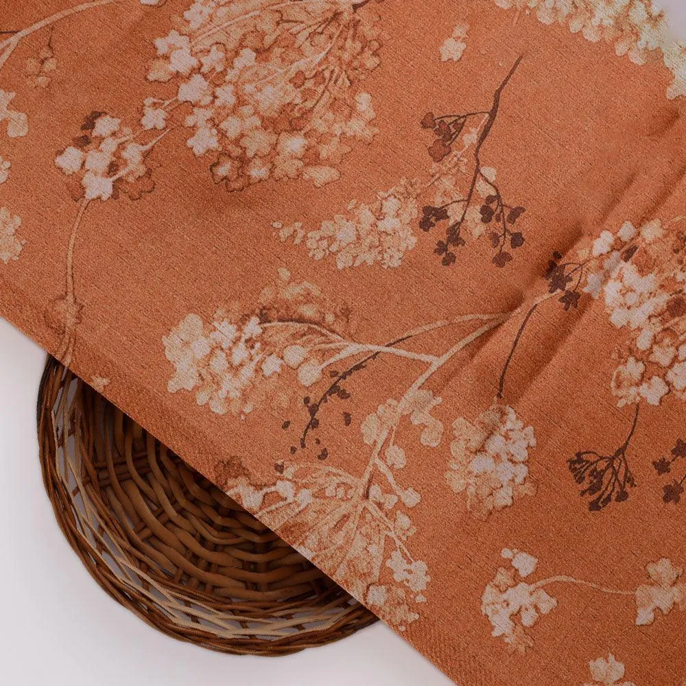 Brown Brush Painted Flower Digital Printed Fabric