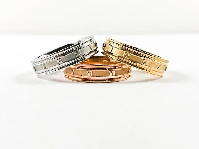 Casual Elegant Tricolor Stackable Numerical Pattern Steel Ring