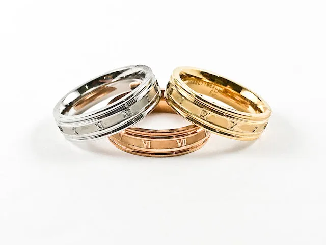 Casual Elegant Tricolor Stackable Numerical Pattern Steel Ring