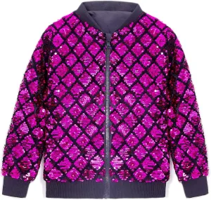 Cilucu Kids Jackets Girls Boys Plaid Sequin Zipper Coat Jacket for Toddler Girls Birthday Outerwear Clothes