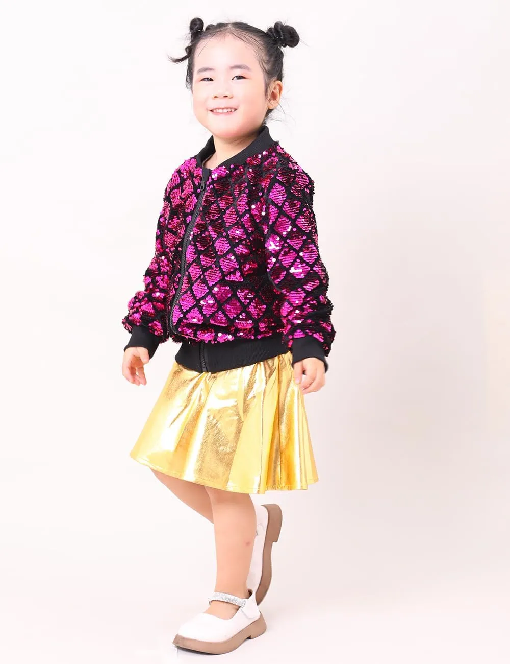 Cilucu Kids Jackets Girls Boys Plaid Sequin Zipper Coat Jacket for Toddler Girls Birthday Outerwear Clothes