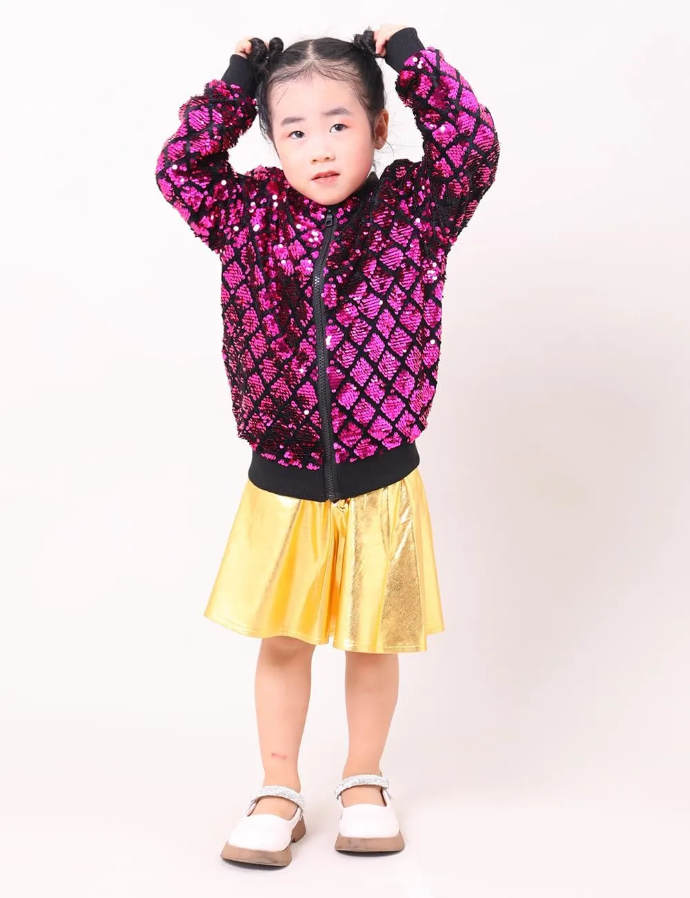Cilucu Kids Jackets Girls Boys Plaid Sequin Zipper Coat Jacket for Toddler Girls Birthday Outerwear Clothes