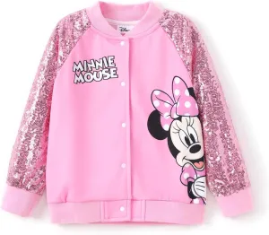 Disney Frozen Elsa Princess Moana Ariel Rapunzel Toddler Girl Varsity Bomber Jacket Lightweight Zip-up Sweatshirt 2-6T