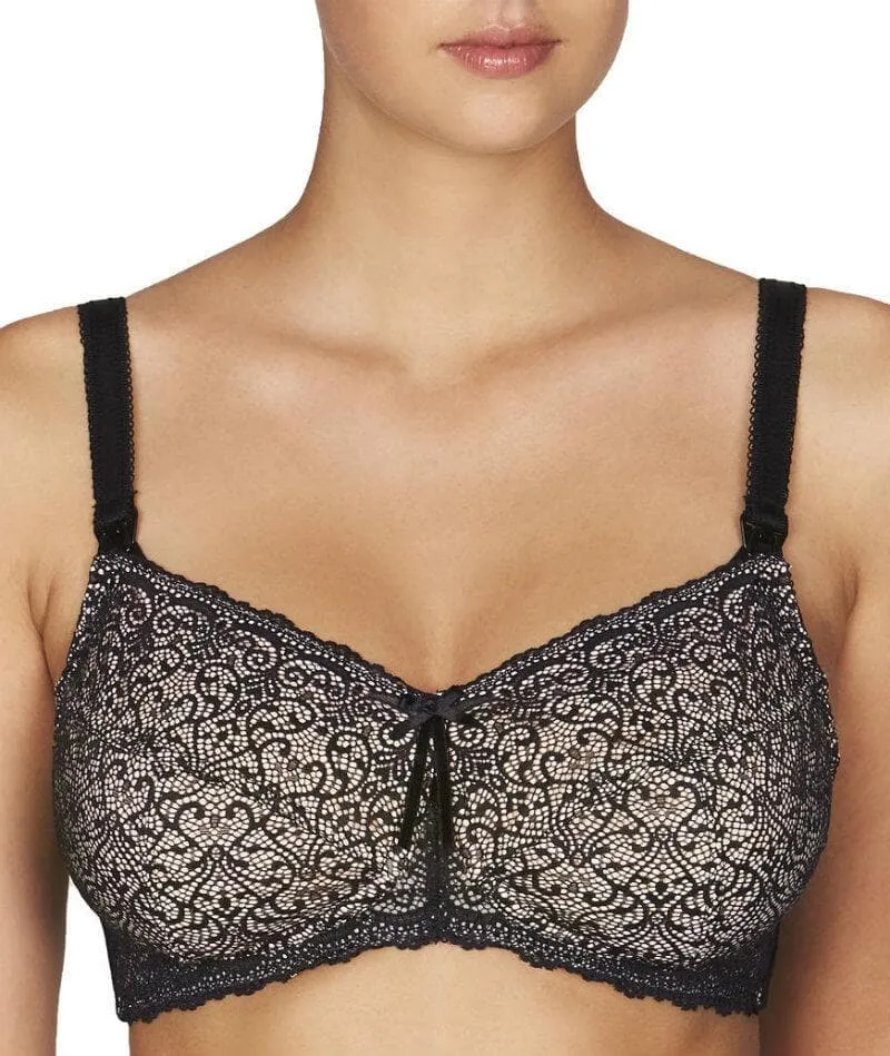 Fayreform Delicate Lace Maternity Wire-free Bra - Black/Cream Tan
