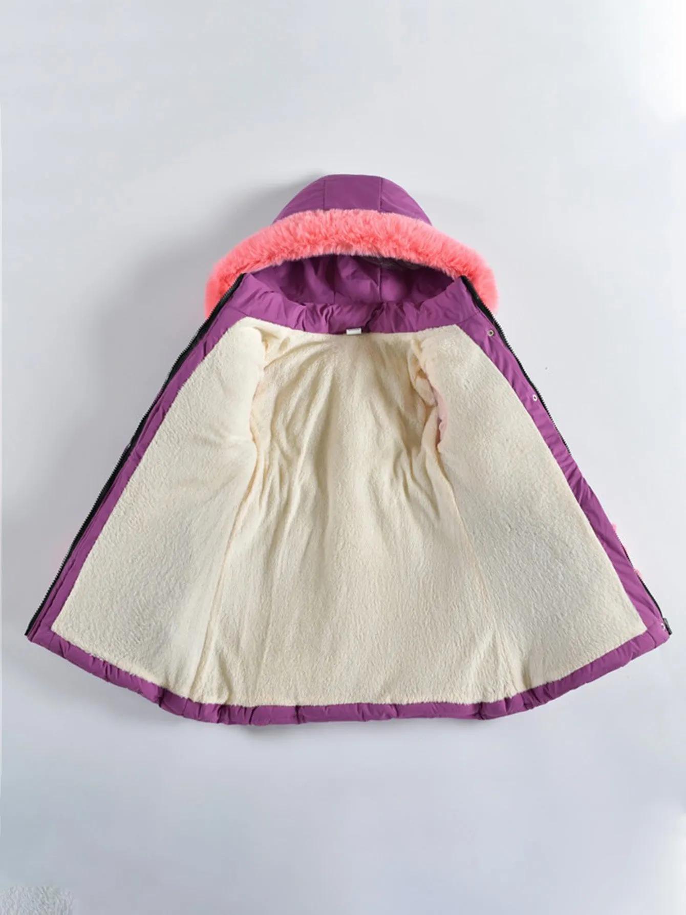 Girls' hooded fleece thickened outdoor cotton coat