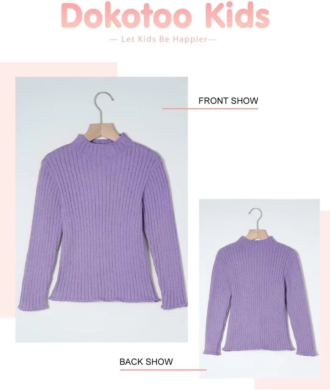 Girls Turtleneck Sweater Kids Casual Long Sleeve Knitted Slim Fit Pullover Tops 7-15 Years