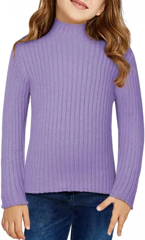 Girls Turtleneck Sweater Kids Casual Long Sleeve Knitted Slim Fit Pullover Tops 7-15 Years