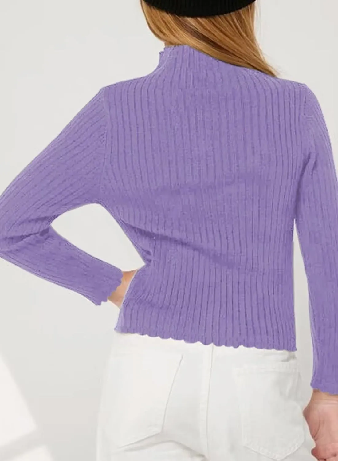 Girls Turtleneck Sweater Kids Casual Long Sleeve Knitted Slim Fit Pullover Tops 7-15 Years