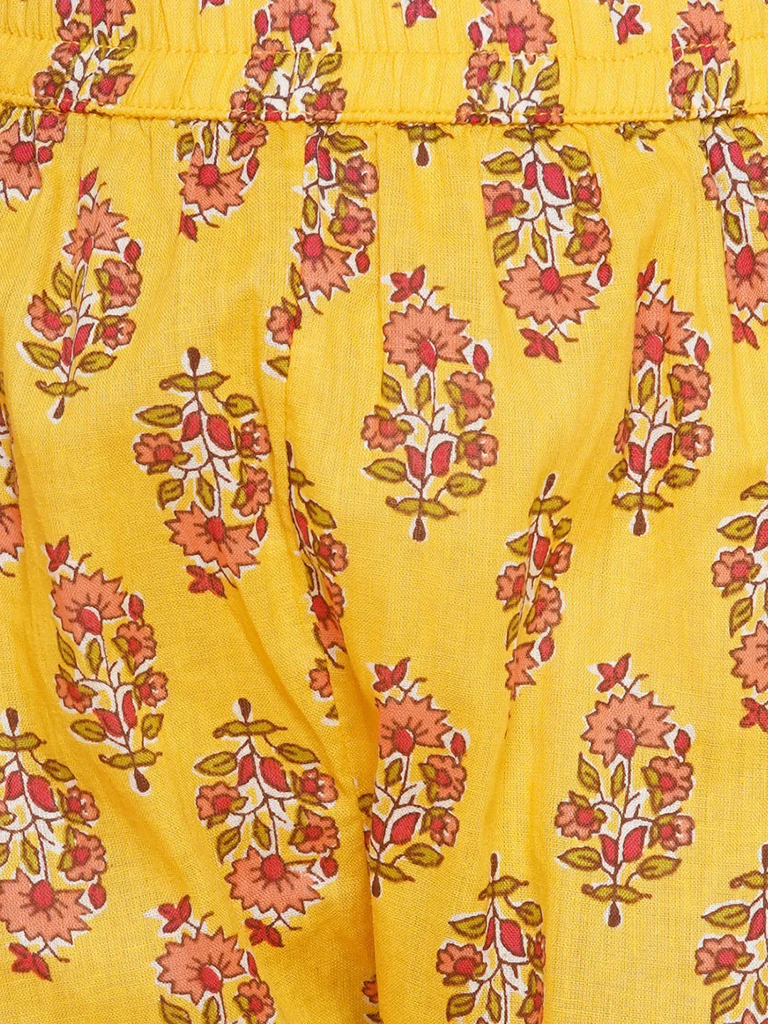 Girl's Yellow Printed Kurta With Trousers  - Bitiya By Bhama
