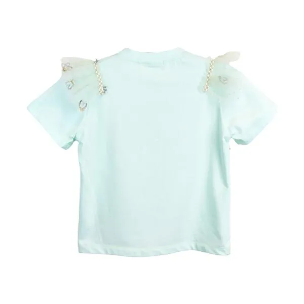 Green Hearts Mesh Trim Tee