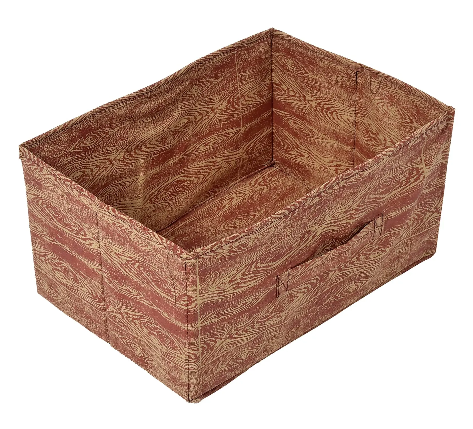 Heart Home Wooden Design Multipurposes Rectangular Flodable Storage Box, Drawer Storage and Cloth Organizer (Maroon Brown)-44HH0588
