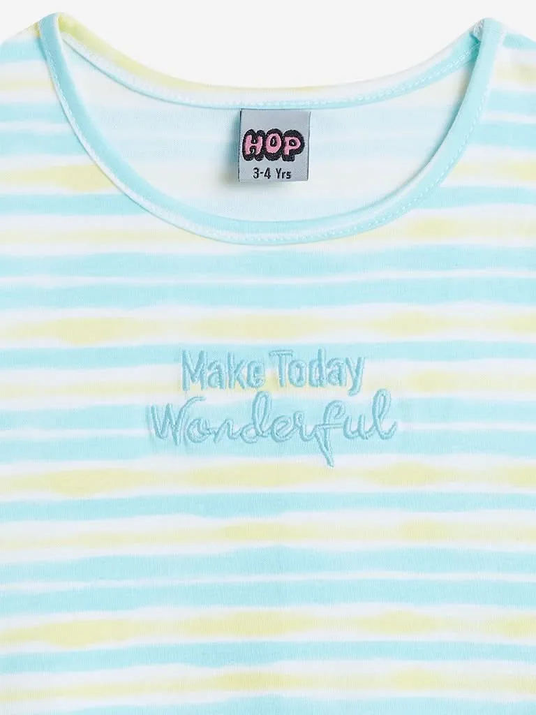 HOP Kids Aqua Striped Frida Top