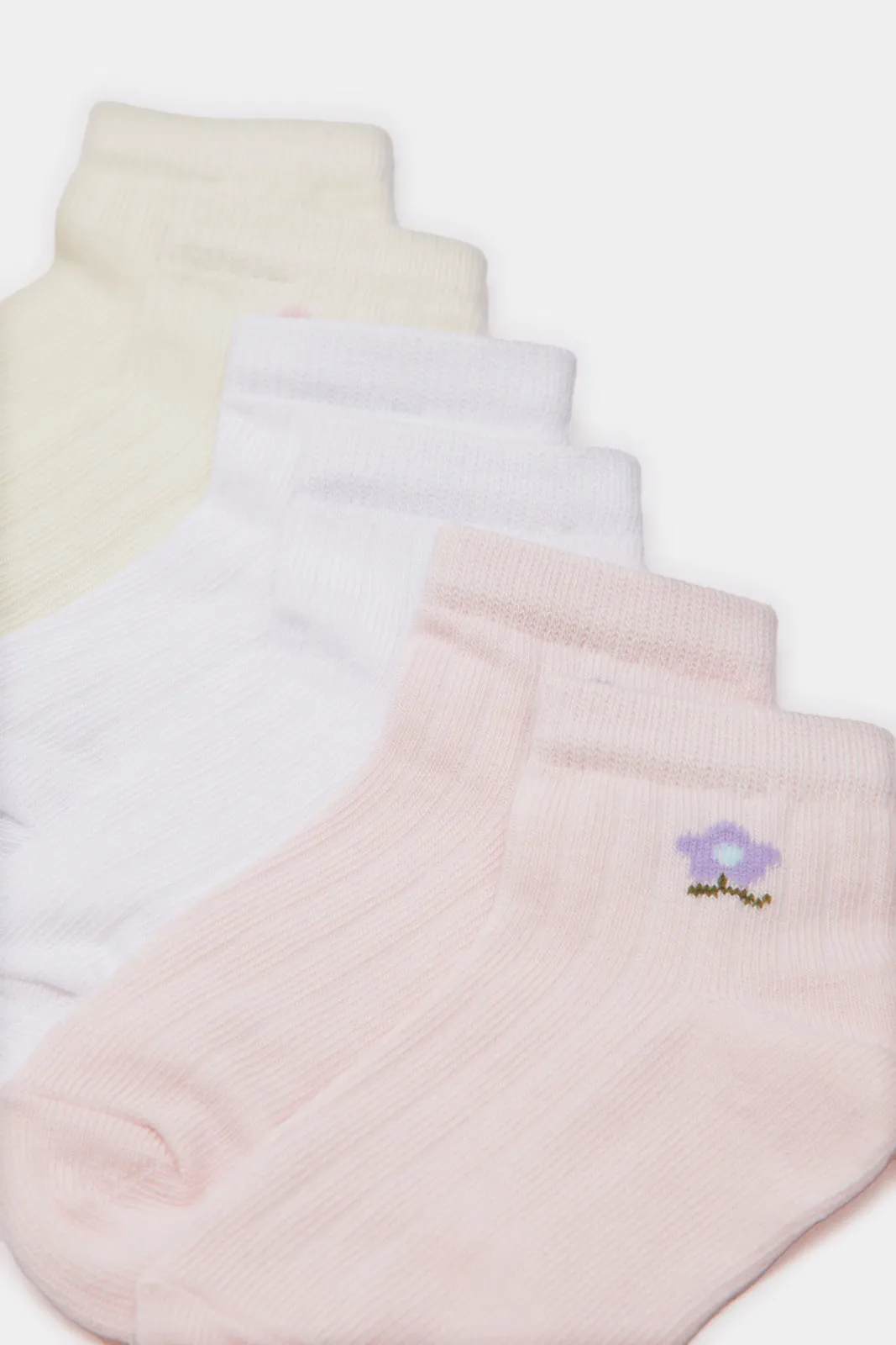 Infant Girls Assorted Floral Print Ankle Length Socks (3 Pairs)