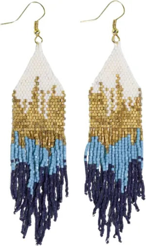 INK ALLOY Beaded Earrings for Women Dangling, Claire Luxe Seed Bead Fringe Statement Boho Earrings, Hypoallergenic Handmade Jewelry for the Modern Bohemian, 4.25-Inch