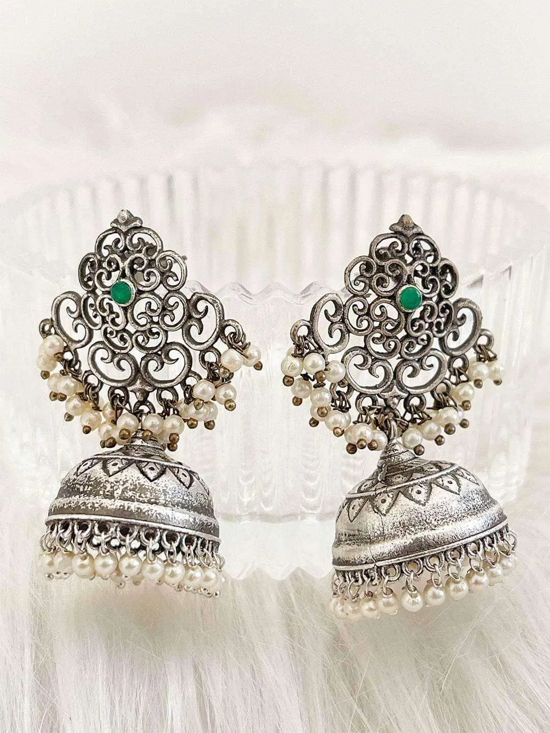 Intricate Designed Oxidized Jhumka