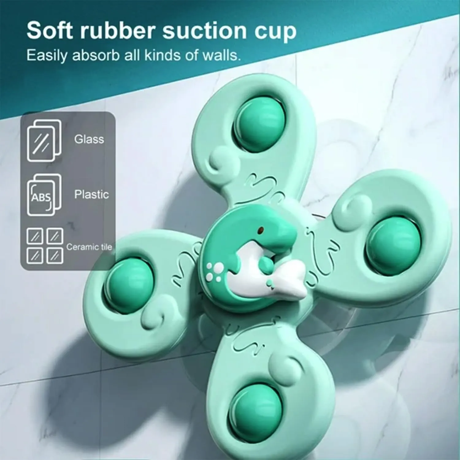 Kidology 3Pcs Silicone Suction Cup Flower Spinning Bath Toy Sensory Fidget Baby Bath Spinning Bath Toys for Toddlers and Infants Sticks to Window Table Baby High Chair Tray Bath