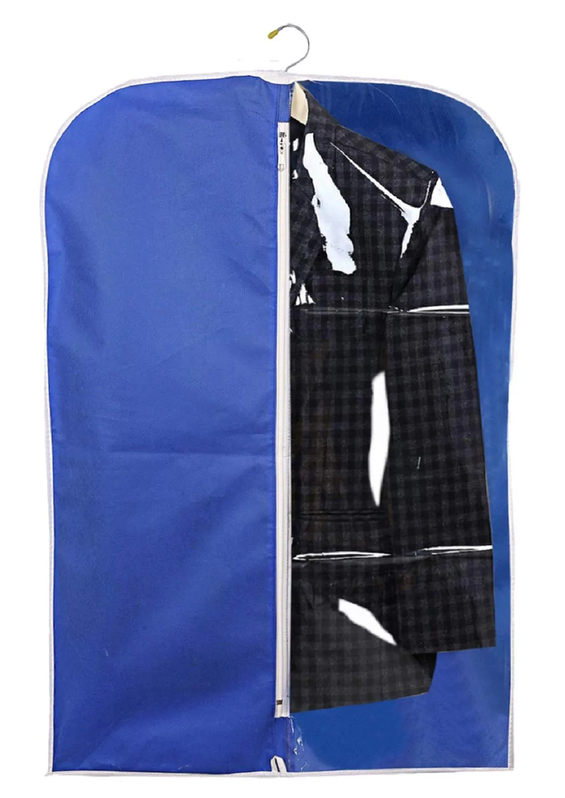 Kuber Industries 6 Pieces Half Transparent Non Woven Men's Coat Blazer Suit Cover (Black & Maroon & Royal Blue) -CTKTC041567