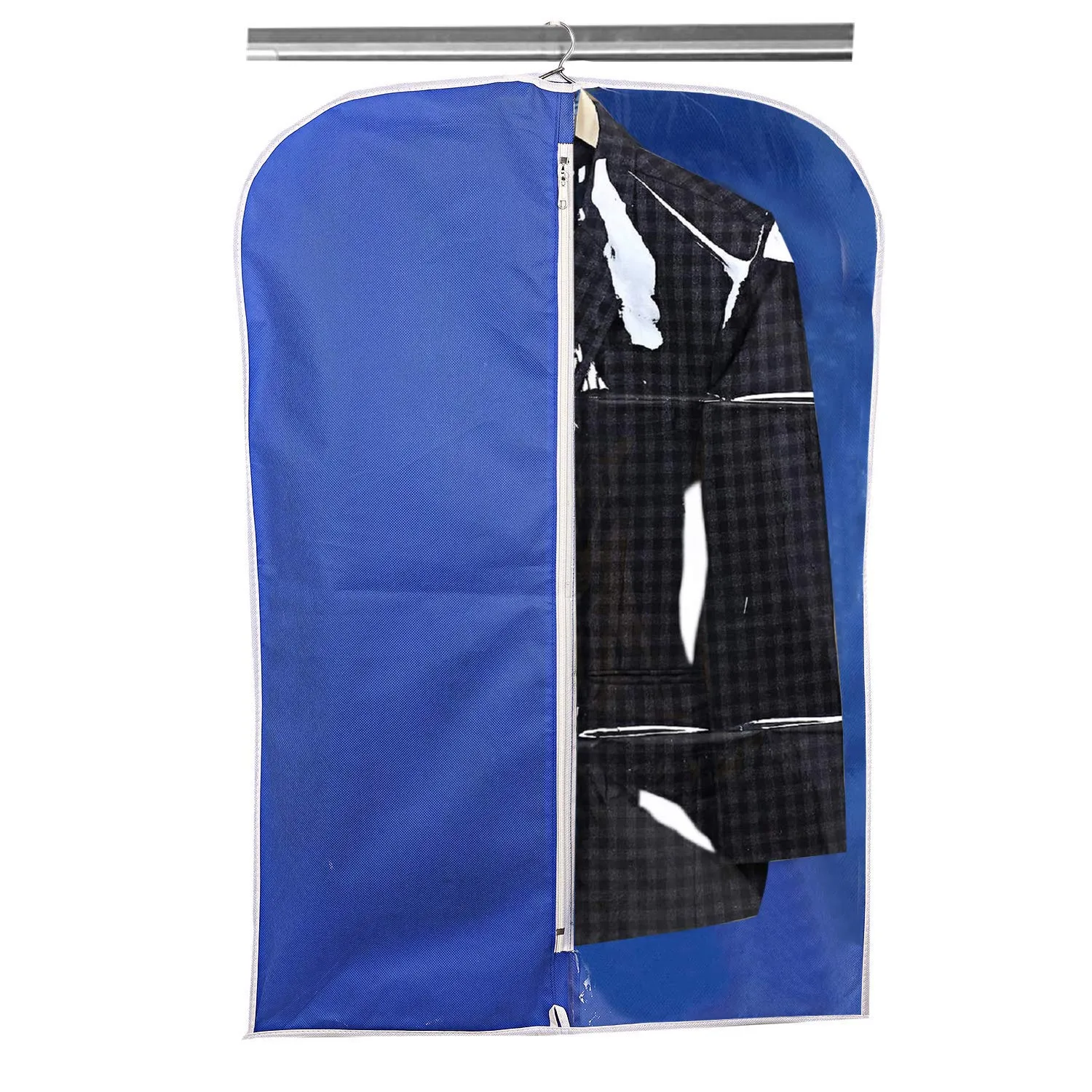 Kuber Industries 6 Pieces Half Transparent Non Woven Men's Coat Blazer Suit Cover (Black & Maroon & Royal Blue) -CTKTC041567