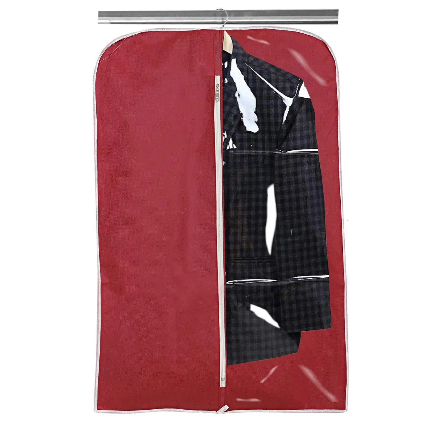 Kuber Industries 6 Pieces Half Transparent Non Woven Men's Coat Blazer Suit Cover (Black & Maroon & Royal Blue) -CTKTC041567