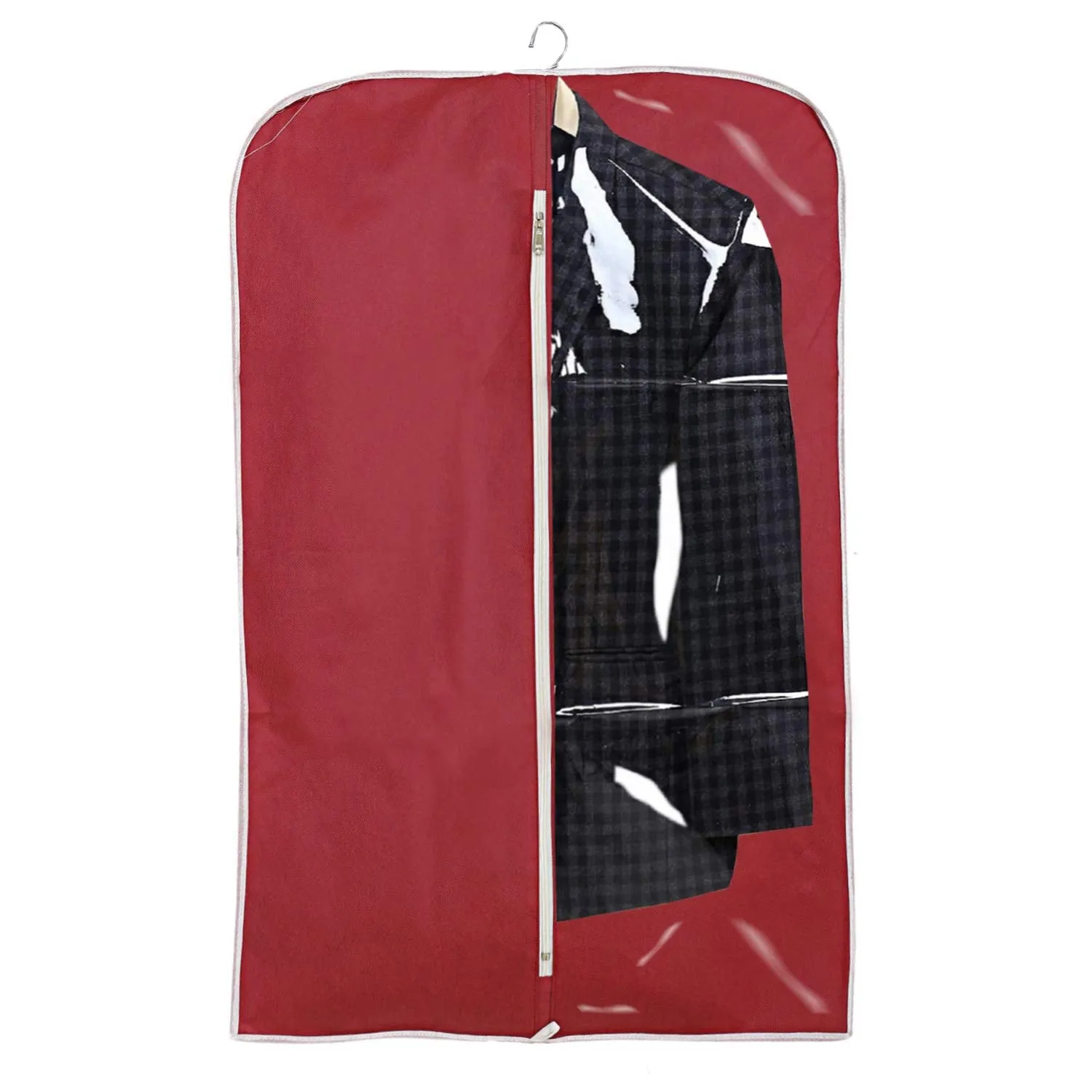 Kuber Industries 6 Pieces Half Transparent Non Woven Men's Coat Blazer Suit Cover (Black & Maroon & Royal Blue) -CTKTC041567