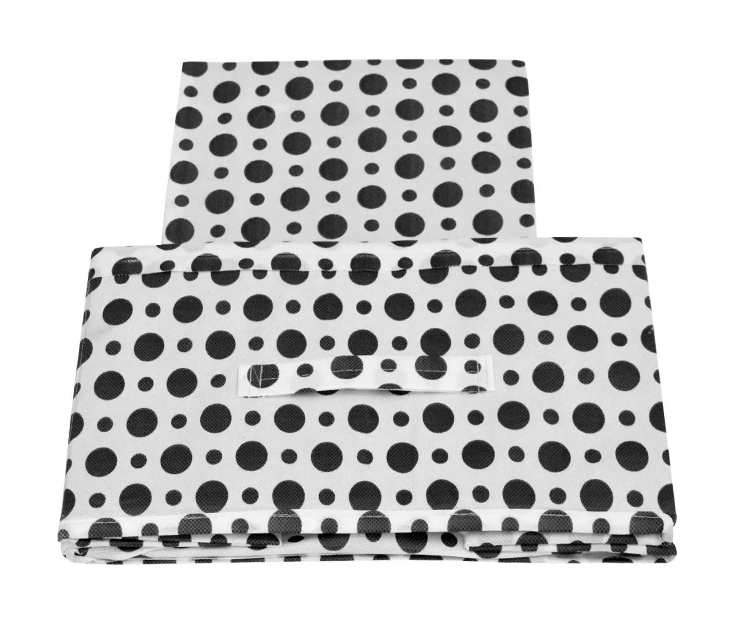 Kuber Industries Dot Printed Printed Multipurposes Rectangular Flodable Storage Box, Drawer Storage and Cloth Organizer- Pack of 4 (Black & White)-HS43KUBMART26347